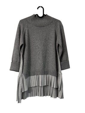 Timo Weiland Gray Pleated Wool Blend Mock Neck Sweater Womens Size Medium